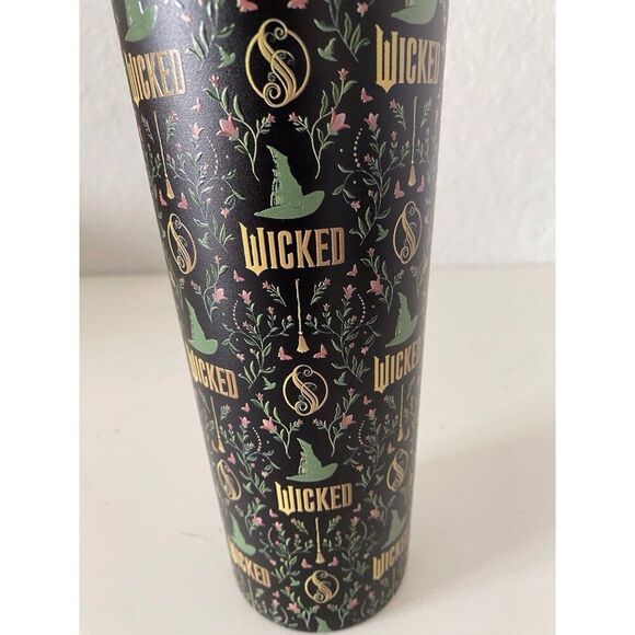 Universal Studios WICKED Elphaba Witch Hat Metal Tumbler With Straw NEW - Picture 8 of 16